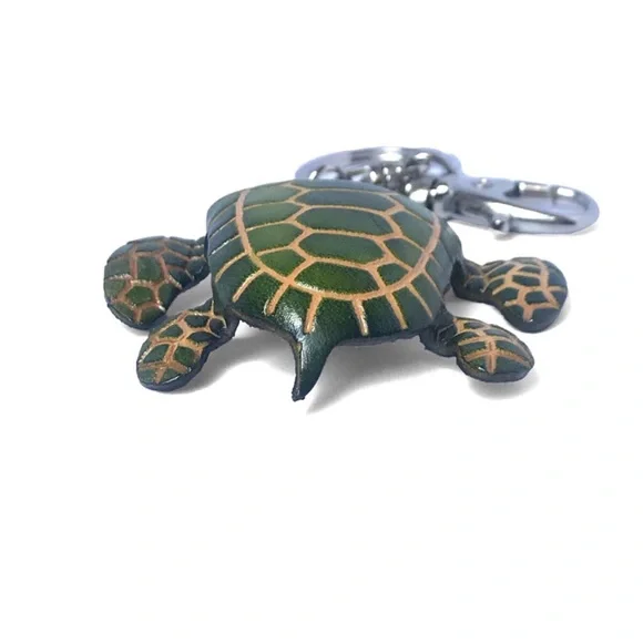 1 LEFT! Handmade Handcrafted Genuine Leather Sea Turtle Keychain - Picture 4 of 6
